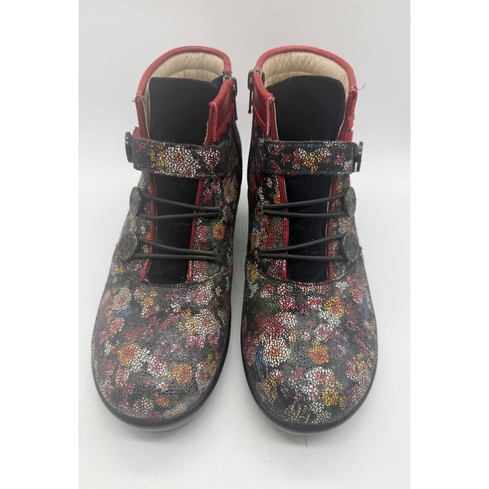 Alegria Heidi Ankle Boots 7 Women 37 Floral Leather Side Zip Comfort Shoes - Picture 5 of 7